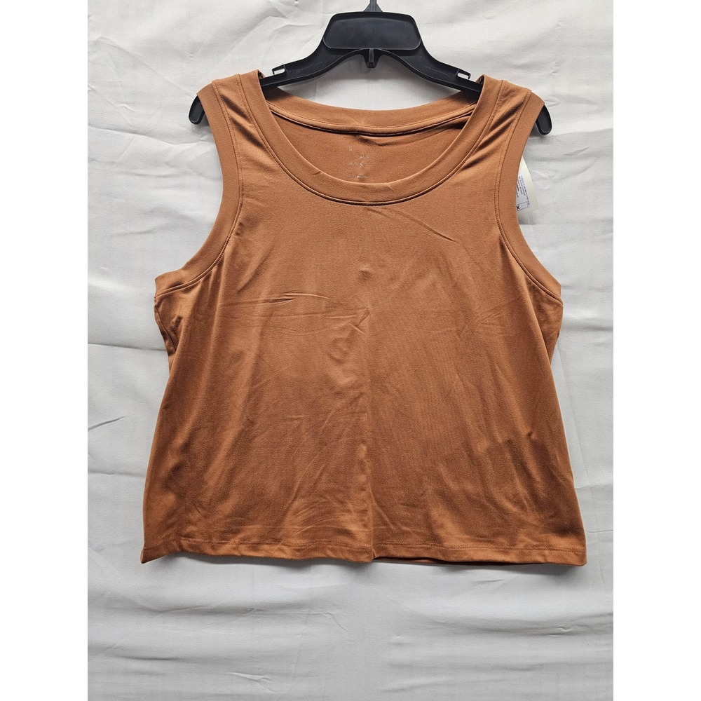 A New Day‎ Womens 1X Brown Sleeveless Tank Top Crew Neck Solid Knit G9WR53 NEW